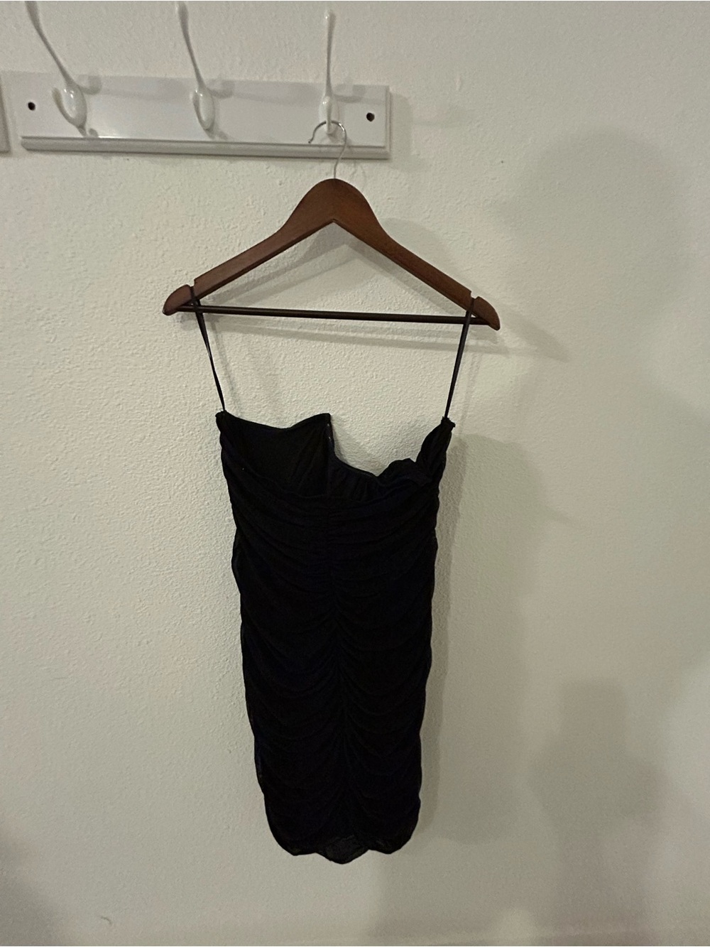 SHEIN Black Ruched Mini Dress with Spaghetti Straps